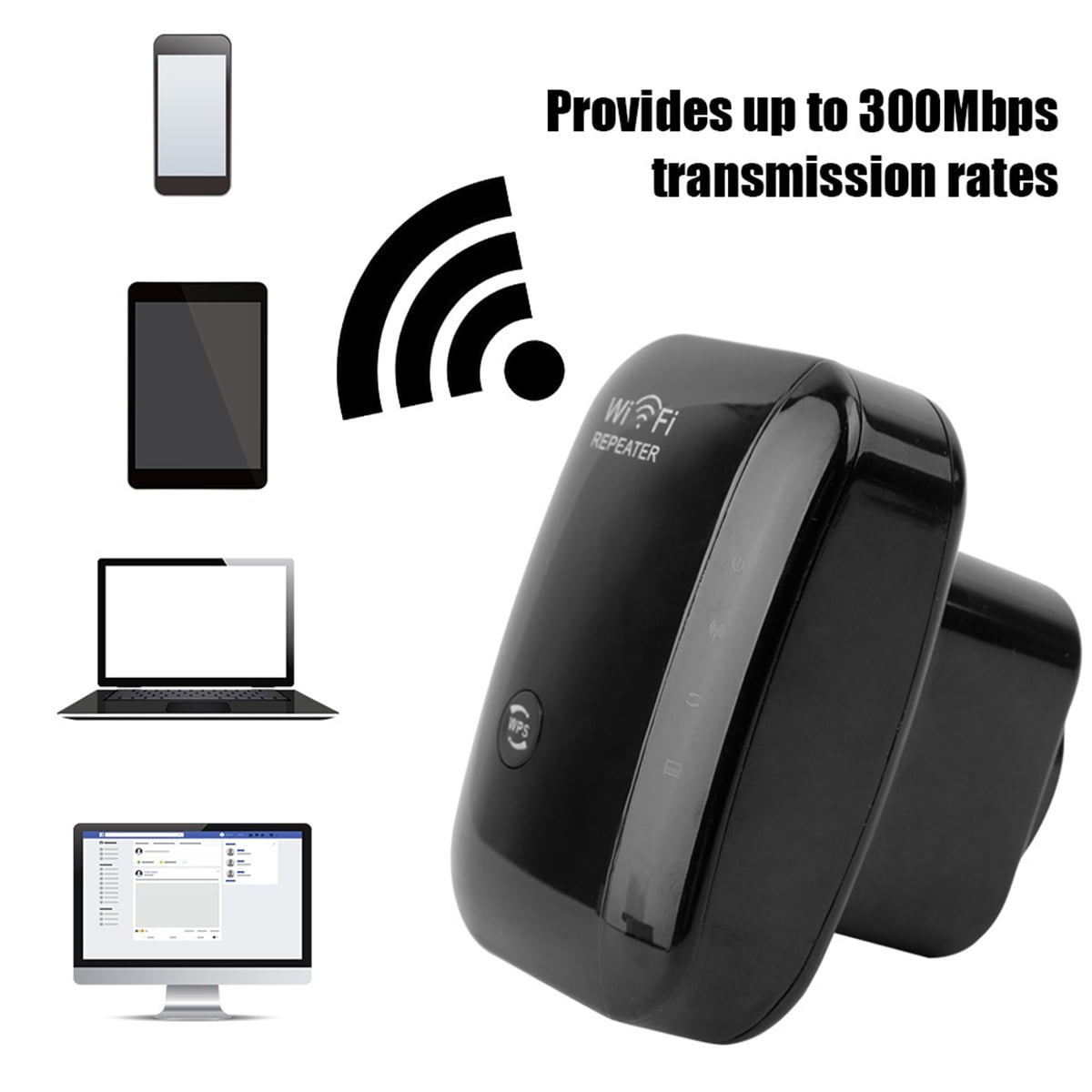 300Mbps WiFi Repeater WiFi Range Extender Wireless Router Signal Booster Easy SetUp WPS