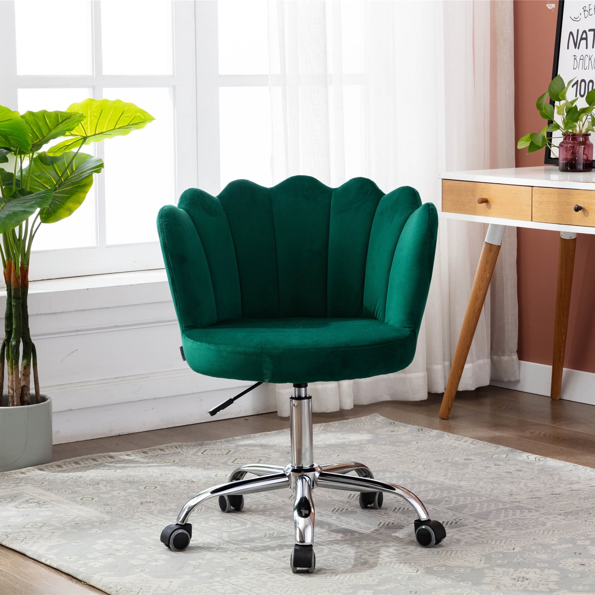 Desk Chairs With Wheels, Shell Design Swivel Barber Vanity