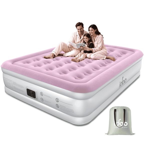 iDOO 18" Queen Size Air Mattress with Built-in Pump, Quick Self-Inflation/Deflation in 3 Mins, 700lb MAX