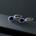 thumbnail image 4 of Gem Stone King 925 Sterling Silver Blue Sapphire Leverback Dangle Earrings for Women (5.00 Cttw, Gemstone September Birthstone, Oval 9X7MM), 4 of 5