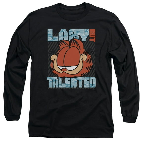 Garfield Lazy But Talented Long Sleeve Adult 18/1 T-Shirt Black