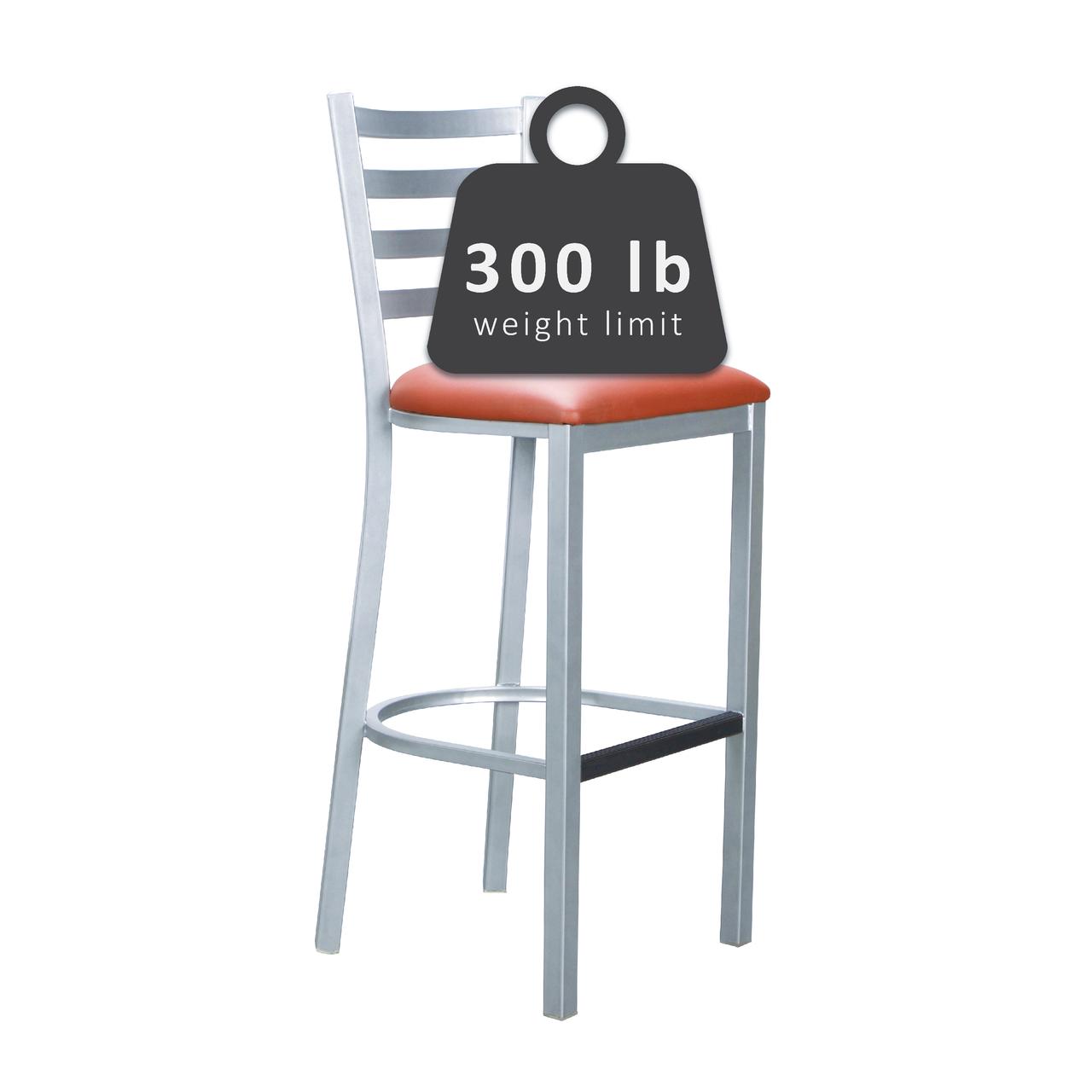 Linon Belmar 30" Indoor Metal Bar Stools, Set of 2, Silver/Rust Faux Leather