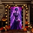 thumbnail image 2 of Halloween Decorations Door Cover, Large Scary Creepy Door Banner Bathroom Porch Door Backdrop House Halloween Party Decoration, 35*71 In Purple, 2 of 8