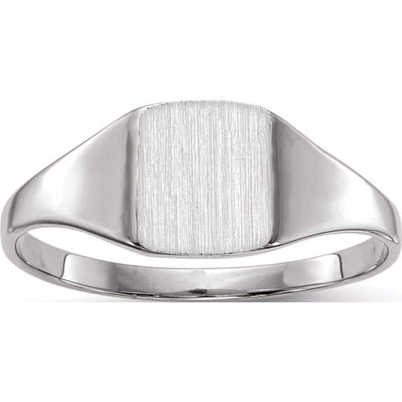 14K White Gold 7.0X7.0mm Closed Back Signet Ring (Size 6) Made In United States rs609