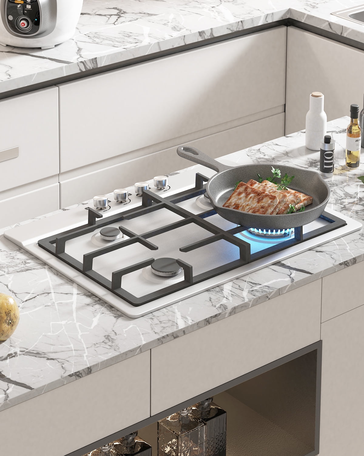 TABU Built-in Gas Cooktop, Stainless Steel Gas Stove Countertop, Easy to  Clean (5 Burners)