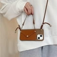 thumbnail image 2 of Compatible with iPhone 14 Case with Wallet Card Holder Crossbody Neck Strap Lanyard Handbag Fashion Luxury Protection Shockproof Cover for Women Girls Brown, 2 of 5