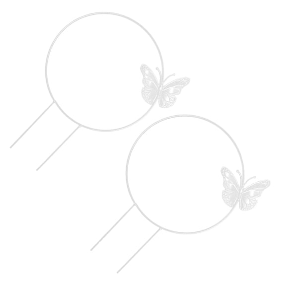 White Iron Plant Trellis with Small Round Circle Design for Flower Vines and Plants 2Pcs