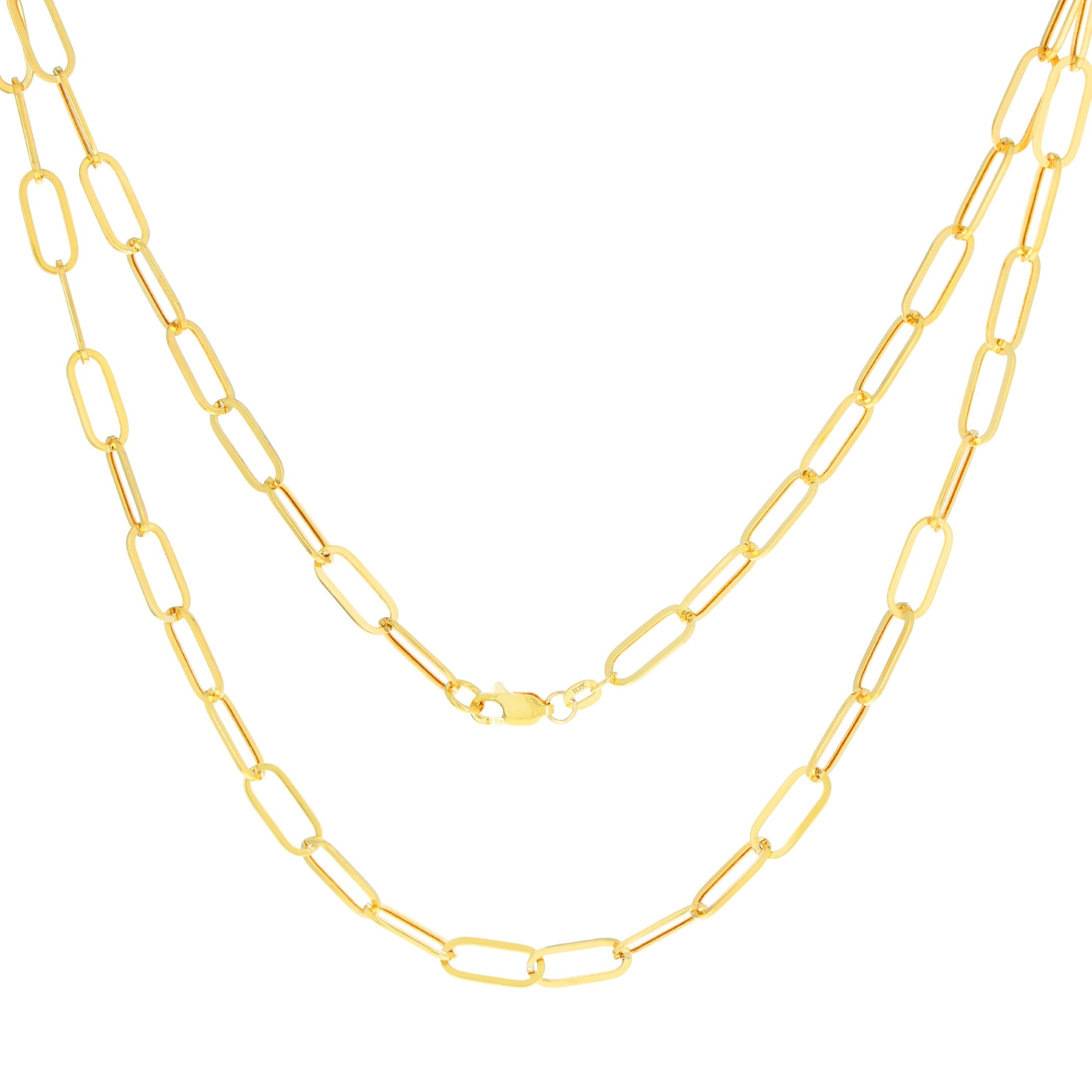 Nuragold 10k Real Yellow Gold Paperclip 6mm Elongated Cable Link Necklace (16"-24") Dainty Italian Jewelry for Men & Women