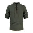 thumbnail image 6 of Raeneomay Long Sleeve Shirts for Men Fashion Solid Color Vintage Medieval Lace-up Shirt Long Sleeve Lapel Top/Shirt, 6 of 6