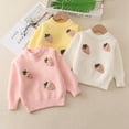 thumbnail image 4 of GYRATEDREAM Toddler Baby Girls Autumn Winter Knit Sweater Pullover Kids Crew Neck Thicken Fleece Strawberry Embroidery Undershirt Top Children Long Sleeve Warm Blouses Sweatshirt for 1-6 Years, 4 of 5