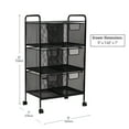 thumbnail image 4 of Mind Reader Multipurpose Rolling Cart with Drawers, Office Storage Organizer, Utility Cart, Metal, Black, 4 of 7