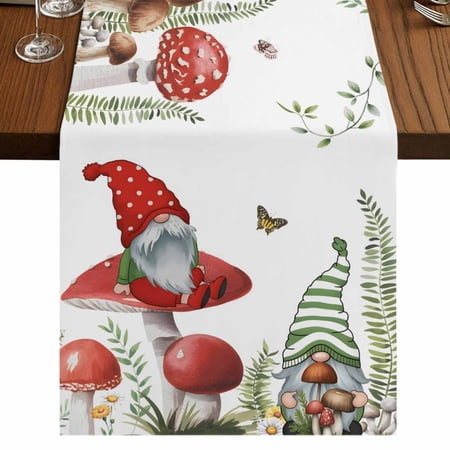 Table Runners 36 Inches Long Dress Scarves Gnomes Mushroom Farmhouse Kitchen Table Runner Short Coffee Tablerunners Country Leaves Plants Butterfly Plants 13x36 Inch