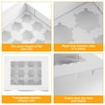 thumbnail image 3 of Lieonvis 10 Pcs Cupcake Boxes White Cupcake Containers 12 Count with Windows and Inserts to Fit Muffins,Disposable Pastry Carrier Holders for Cookies,Treats,Dessert,Muffins, 3 of 9