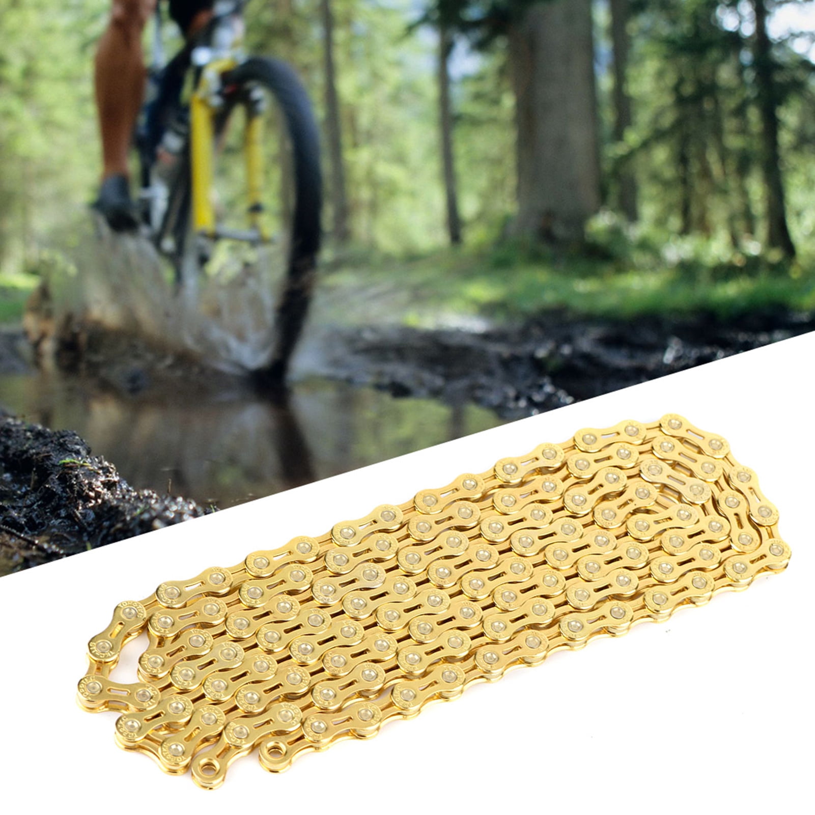 Gold Bike Chain, Bike Chain, 116 Links Replacement Parts Durable