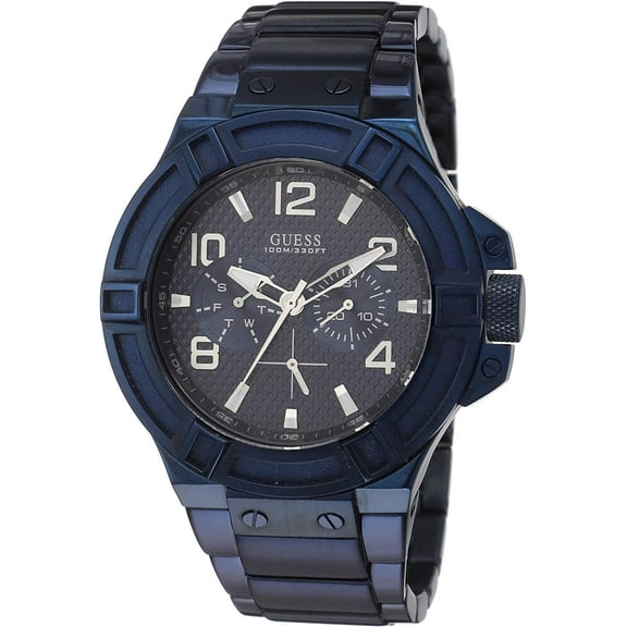 Guess Men's W0218G4 Rigor Iconic Blue Plated Multi-Function Watch