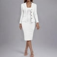 thumbnail image 2 of Prdecexlu Women's 2 Piece Suit Skirt Set Business Office Formal Dress Suit Peplum Blazer Jacket Midi Pencil Skirt Suits White S, 2 of 9
