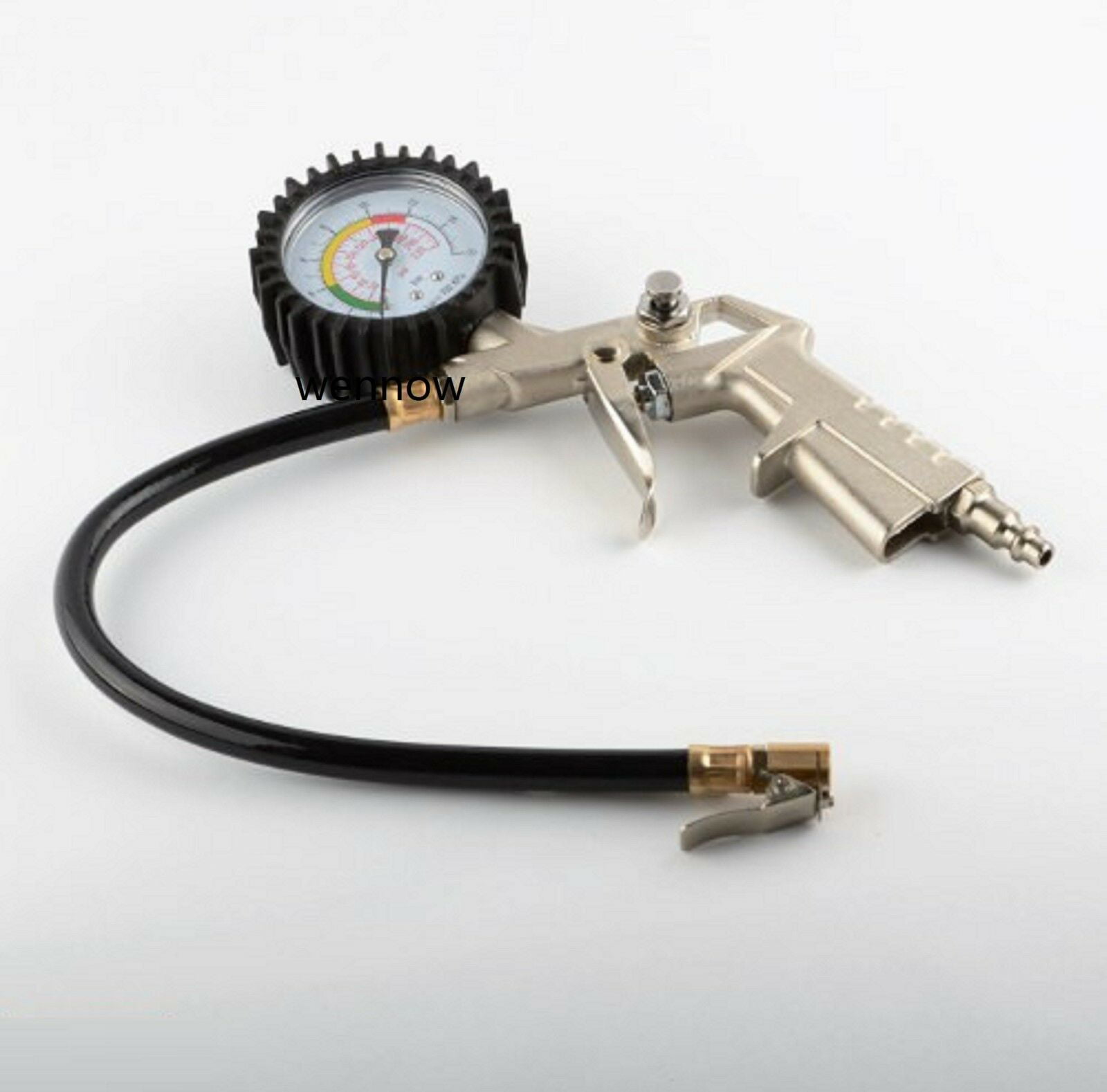 Details about   o220 PSI Pistol-Type Air Chuck With Dial Tire Inflator Gauge Flexible Hose 