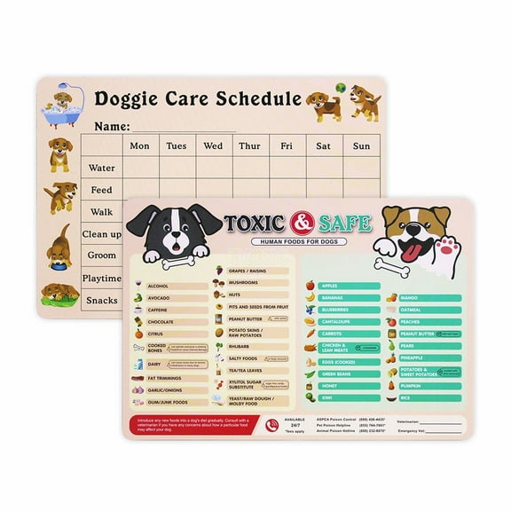 Magnetic List of Foods Dogs Can Eat - Dog Feeding Chart Fridge Magnet - Foods Dogs Shouldnt Eat Chart