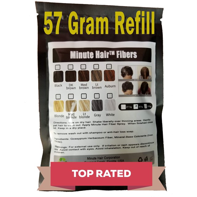 Hair Building Fibers Hair Loss Concealer Black 57 gramos (2 oz) El recambio por minuto es compatible con todas las botellas aplicadoras de fibra capilar