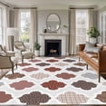 thumbnail image 2 of Area Rug 72×108in, Red Brown Abstract Geometric Floor Carpet Living Room Rug, Retro Bohemia Pattern Non-Slip Welcome Mat Indoor Rugs for Bedroom Dining Room, 2 of 9