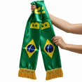 thumbnail image 4 of Hzzsbu Brazilian Soccer Scarf for Fans Green Yellow Brazil Flag Satin Scarf, Football Supporter Gear for Stadium Game Day, Tailgate Party, Watch Party Accessories, 4 of 7