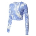 thumbnail image 3 of Made by Olivia Women's Printed Long Sleeve Round Neck Crop Top Shirt, 3 of 4