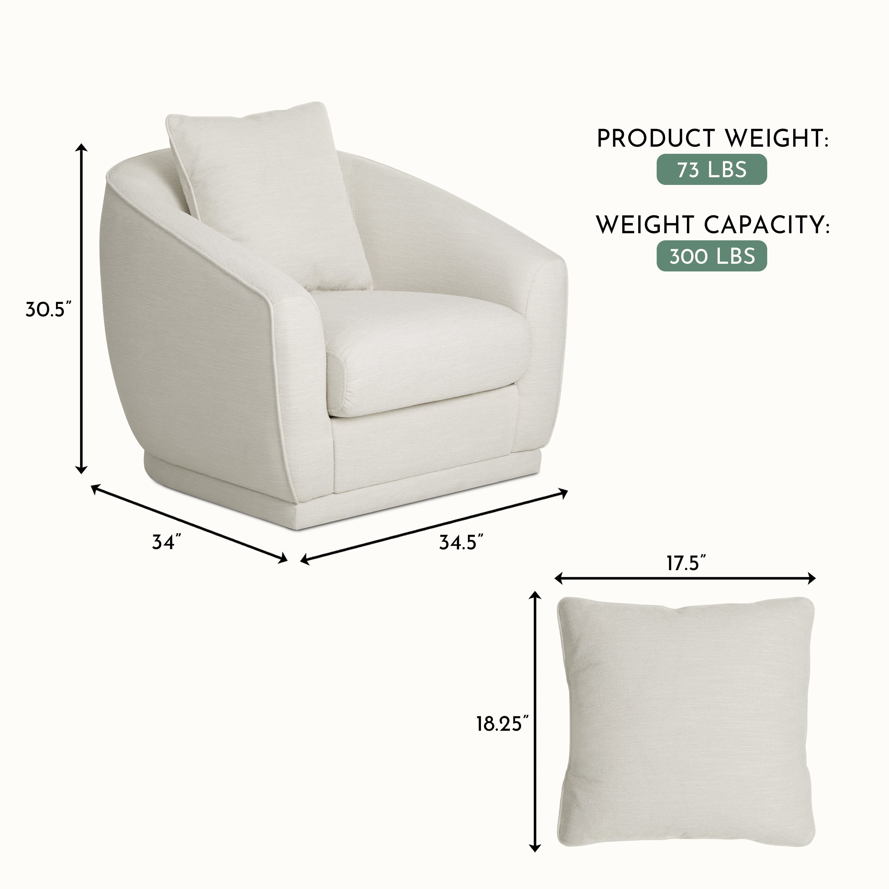 Evolur Magnolia Swivel Chair, Dandelion