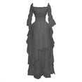 thumbnail image 2 of BiZtdJrK Women's Renaissance Maixi Dress Puff Sleeve Off the Shoulder Ruffle Corset Dresses Plus Size Halloween Party Outfits Gray S, 2 of 4
