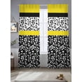 thumbnail image 2 of Black Yellow Sheer Curtains 96 Inch Length 2 Panels Set, Garden Floral Stripe Aesthetic Flower Boho Voile Window Treatment Semi Sheer Long Curtains Drapes for Bedroom/Living Room/Kitchen 52"x96"x2, 2 of 7