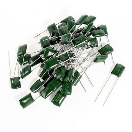 Mfd 100v Radial - Unique Bargains 50 x Radial Leads Polyester Film Capacitors Green 2A223J 100V 0.022uF 5%