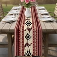 thumbnail image 5 of Red Beige Boho Cotton Linen Table Runner for Dining Kitchen, Vintage Abstract Art Ethnic Tribe Wedding Outdoor Party Tablerunners Decoration, Dresser Scarf Coffee Tablecloth Runners 13x60 Inches, 5 of 8