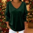 thumbnail image 7 of qucoqpe Womens Velvet Tops Fall Casual V Neck Long Sleeve Shirts Fashion Solid Color Loose Pullover Tops Dressy Casual Blouses, 7 of 7