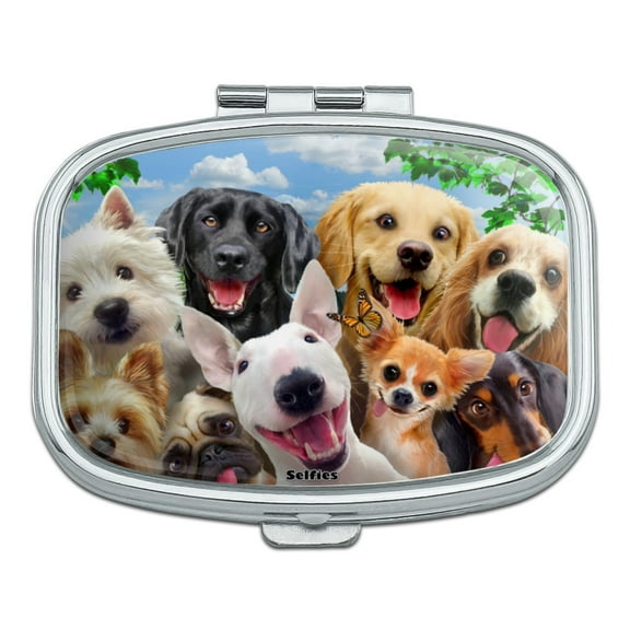 Dogs Selfie Lab Golden Retriever Dachshund Westie Pug Terrier Rectangle Pill Case Trinket Gift Box