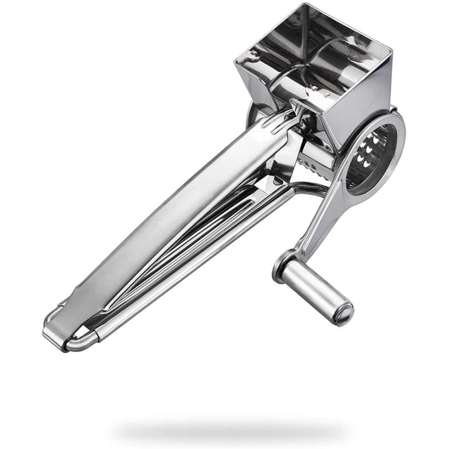 TORUBIA Multifunctional Rotary Cheese Planing Grater Stainless Steel Cheese Presser Shredder Cutter Grinder Kitchen Kit-Silver