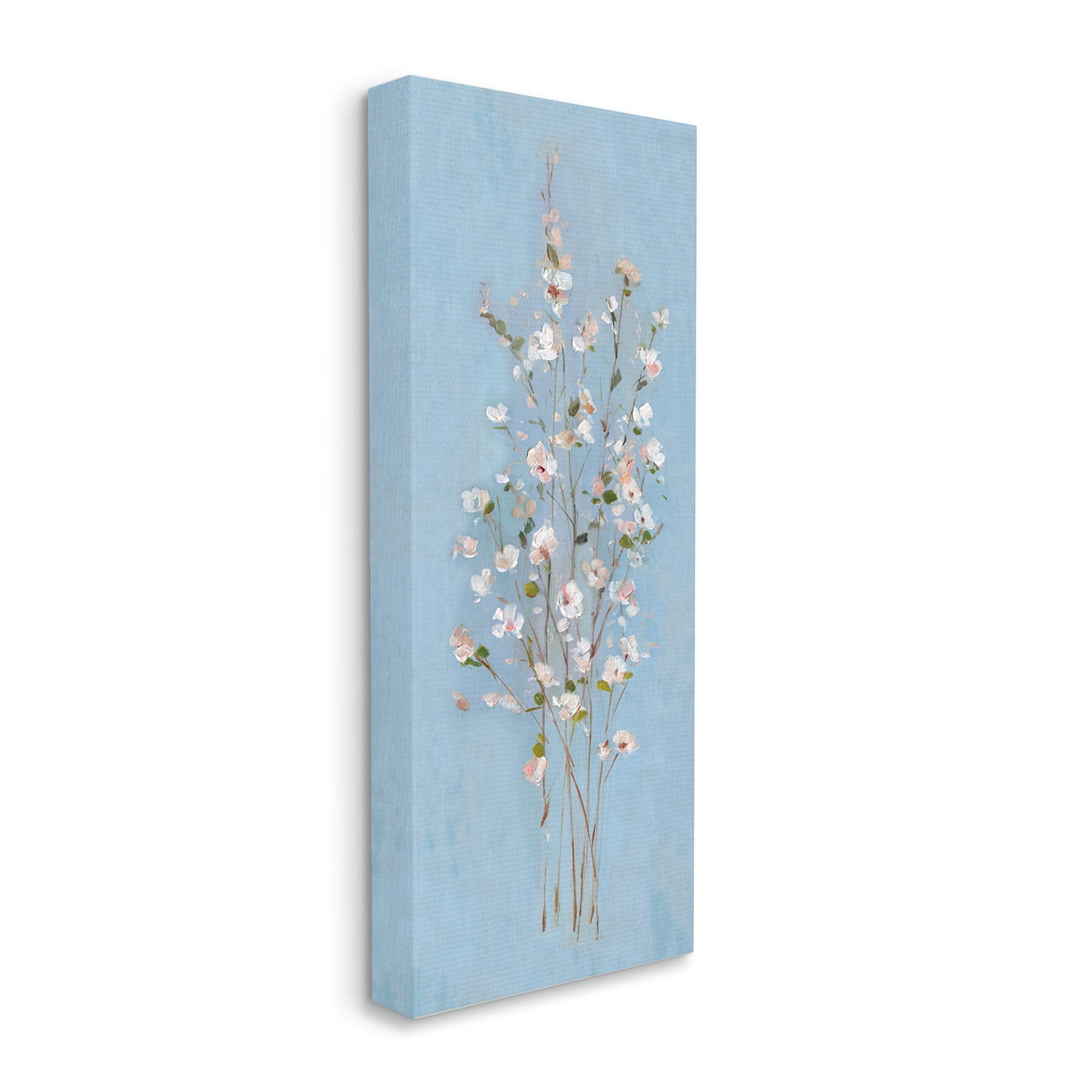 Stupell Industries Simple Botanical Floral Stems Pattern Blue Background , 20 x 48, Design by Sally Swatland