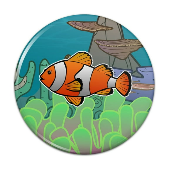 Clown Fish in Ocean Reef Coral Anemone Pinback Button Pin