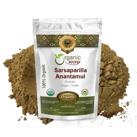 Organic Way Sarsaparilla / Anantamul Root (Hemidesmus indicus) Powder - Organic & Kosher Certified | Raw, Vegan, Non GMO & Gluten Free | USDA Certified | Origin - India (1LBS / 16Oz)