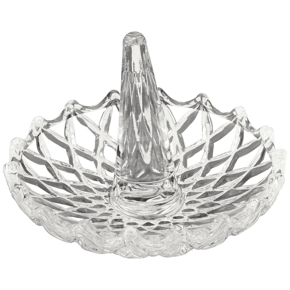 Maypes Crystal Glass Ring Holder, Crystal Clear Glass Finish Display, 3.14 X 3.14 X 2.3 In