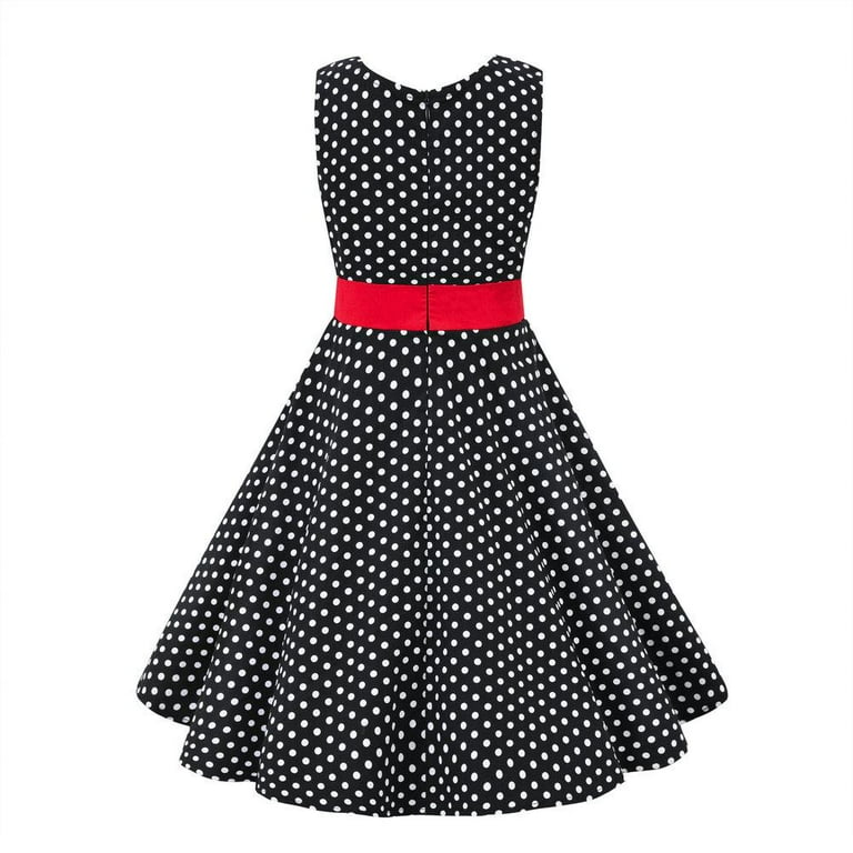 1950s Vintage Polka Dot Dress For Girls - Retro Rockabilly Halter Party Dress For Christmas & Carnival