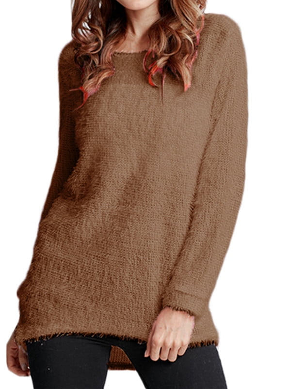 Celmia Women Fluffy Sweater Casual Jumper Tops Blouse