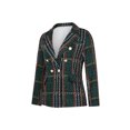 thumbnail image 3 of Women Skinny Suit V-Neck Lapel Double-Breasted Plaid Coat Winter Trench Blazers Jacket,, 3 of 11