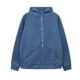 thumbnail image 2 of Women's Sporty Zip Up Hoodie Casual Winter Pullover Comfortable Semi Zip Design Long Sleeve Top Blue L, 2 of 9