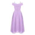thumbnail image 2 of Kaerm Kids Girls Adjustable Spaghetti Strap Chiffon Dress Elegant Sleeveless Off Shoulder A-Line Lavender 10, 2 of 5