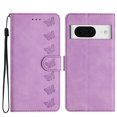 thumbnail image 1 of SaniMore Case for Google Pixel 8 6.3" 2023, [Card Slots + Cash Pocket] Removeable Wrist Strap PU Leather Embossed Butterfly Flip Kickstand Magnetic Clasp Full Body Protective Shell, Purple, 1 of 9