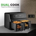 thumbnail image 2 of Nutrichef Double Basket Air Fryer 8.8 QT | Family Size Oil Free Airfryer with Transparent Window | 9-1 Preset Cooking Options | 360° Hot Air Circulation Technology | 4.4 QTs per Basket | Black, 2 of 5