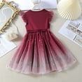 thumbnail image 4 of EnJoCho Kids Dress Baby Girls Bowknot Ruffle Short Sleeve Tulle Birthday Dresses Patchwork Party Dress Princess Dress Outfits Clothes Little Children Girl Summer Trendy Dress 5-6 Years, 4 of 9