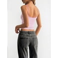 thumbnail image 4 of Women Y2K Stripe Print Camisole Spaghetti Strap Scoop Neck Tank Tops Aesthetic Sleeveless Crop Top Pink&White L, 4 of 7