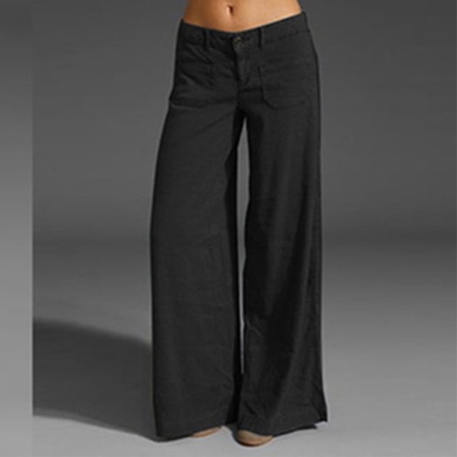 WILLBEST Pantalones Casuales elegantes para Mujer, Pantalones de Pierna Ancha con Costuras y Bolsillos Prácticos para Uso Diario. Extra Grande
