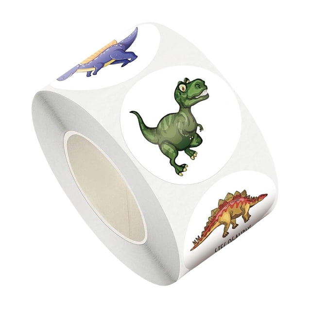 Roll/500Count Dinosaur Stickers Calcomanías Sellos para álbumes de recortes sobre decorativo DIY Pegatinas para hornear Laptop , 3,8 CM 38 cm Macarena Dinosaurio de dibujos animados Pegatina