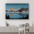 thumbnail image 2 of PixonSign Canvas Print Wall Art Blue Sky Lake Mountain Range Nature Wilderness Digital Art Wood Panel Landscape Farmhouse/Country Relax/Calm/Cozy Geometric Abstract - 32"x48", 2 of 5